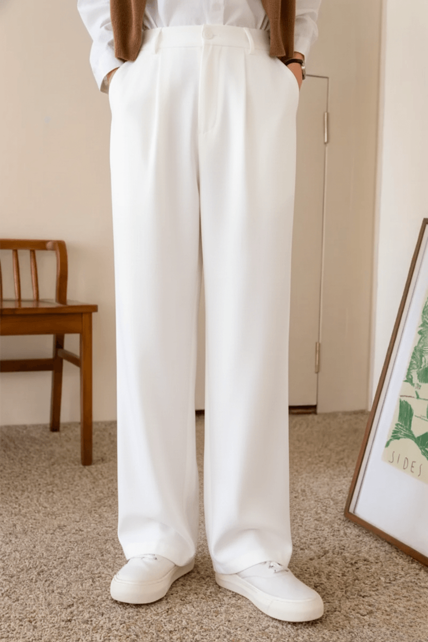 Menlite Japanese wide leg trousers for men in White