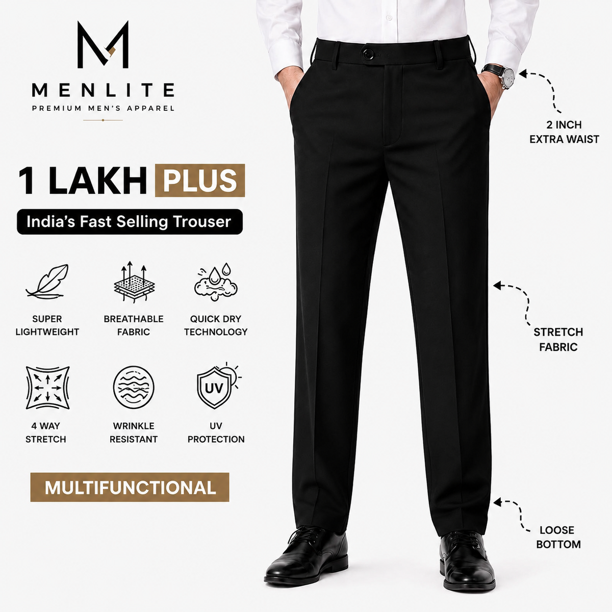 Menlite Comfort Plus formal trousers for men 