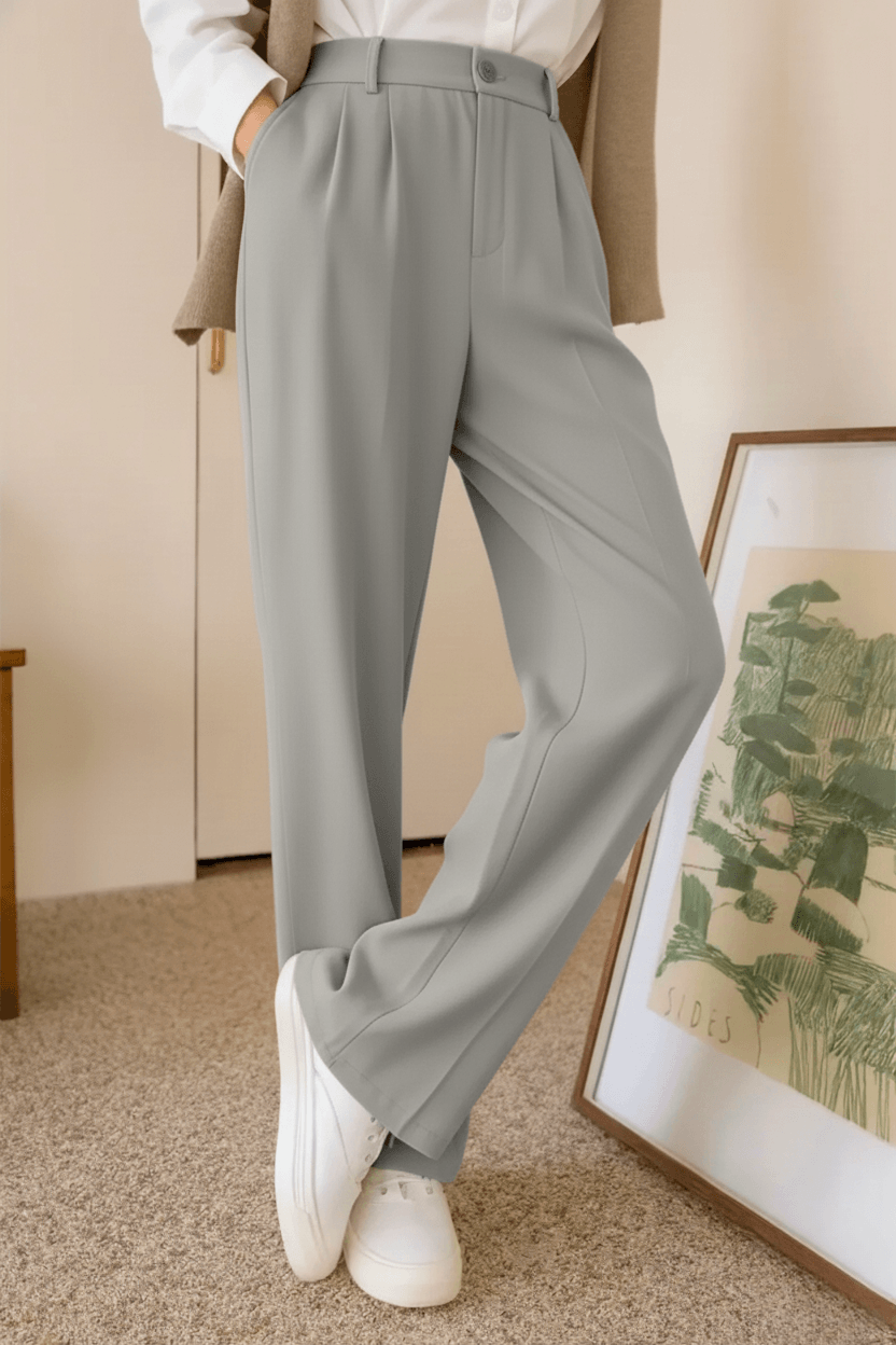 Menlite Japanese wide leg trousers for men in Light Gray