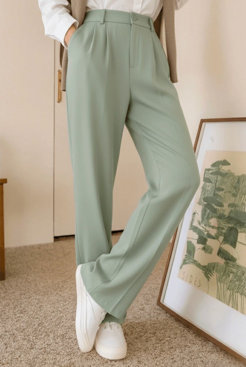 Menlite Japanese wide leg trousers for men in Pistachio